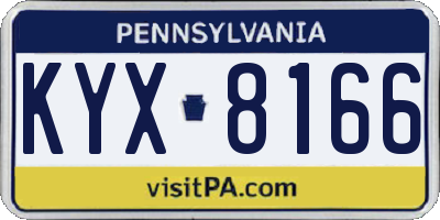 PA license plate KYX8166