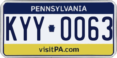 PA license plate KYY0063