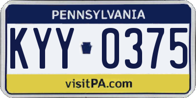 PA license plate KYY0375