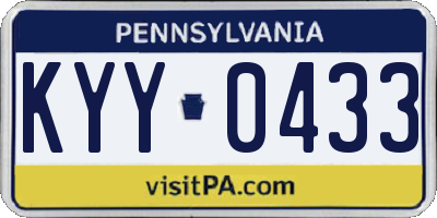 PA license plate KYY0433