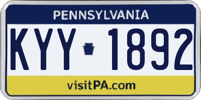 PA license plate KYY1892