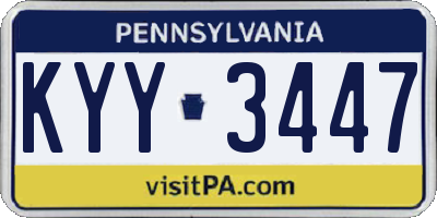 PA license plate KYY3447