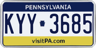 PA license plate KYY3685