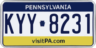 PA license plate KYY8231