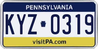 PA license plate KYZ0319