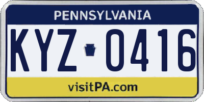 PA license plate KYZ0416