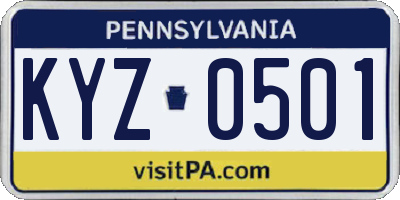 PA license plate KYZ0501