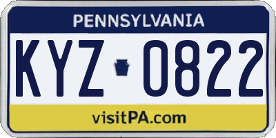 PA license plate KYZ0822