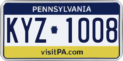 PA license plate KYZ1008