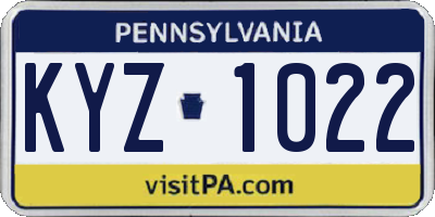 PA license plate KYZ1022