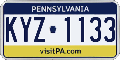 PA license plate KYZ1133