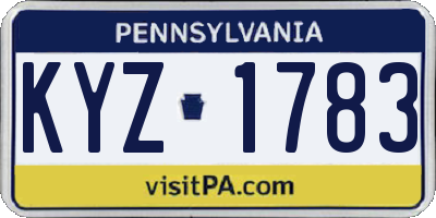 PA license plate KYZ1783