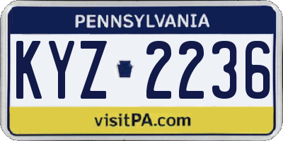 PA license plate KYZ2236