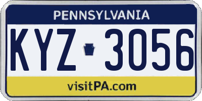 PA license plate KYZ3056