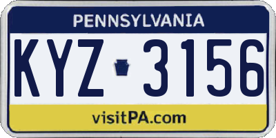 PA license plate KYZ3156
