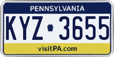 PA license plate KYZ3655