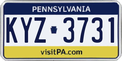 PA license plate KYZ3731
