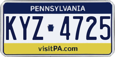 PA license plate KYZ4725
