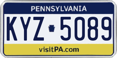 PA license plate KYZ5089
