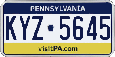 PA license plate KYZ5645