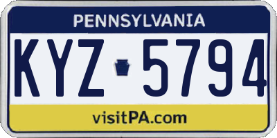 PA license plate KYZ5794