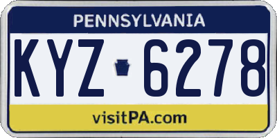 PA license plate KYZ6278