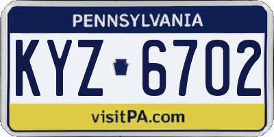 PA license plate KYZ6702