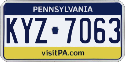 PA license plate KYZ7063