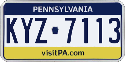 PA license plate KYZ7113
