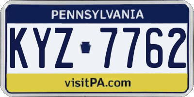 PA license plate KYZ7762