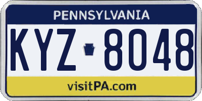 PA license plate KYZ8048