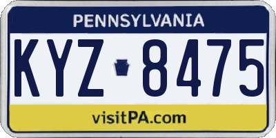 PA license plate KYZ8475