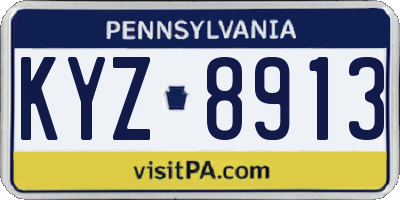 PA license plate KYZ8913