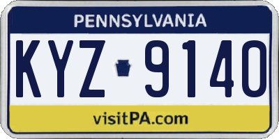 PA license plate KYZ9140