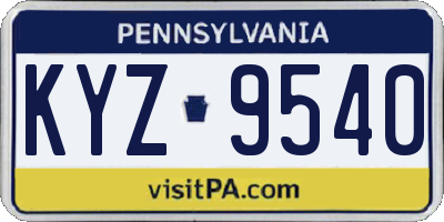 PA license plate KYZ9540