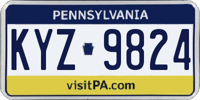 PA license plate KYZ9824