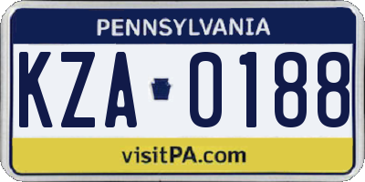 PA license plate KZA0188