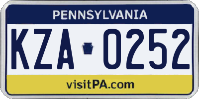 PA license plate KZA0252