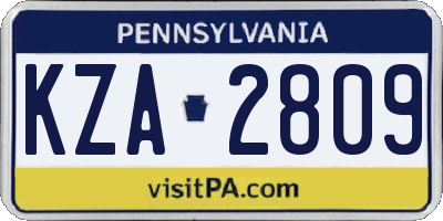 PA license plate KZA2809