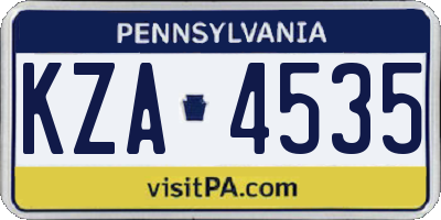 PA license plate KZA4535