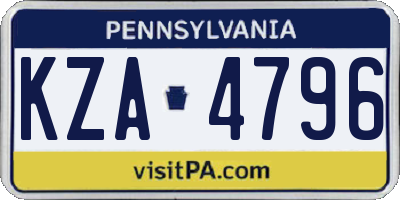 PA license plate KZA4796