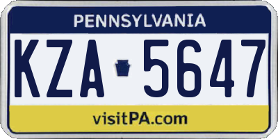 PA license plate KZA5647