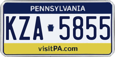 PA license plate KZA5855