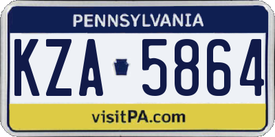 PA license plate KZA5864