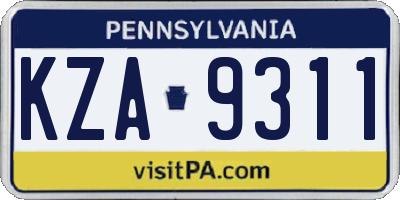 PA license plate KZA9311