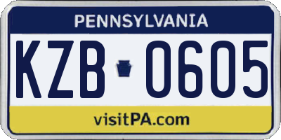 PA license plate KZB0605