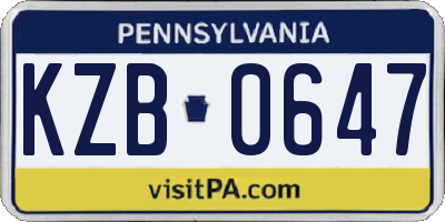 PA license plate KZB0647