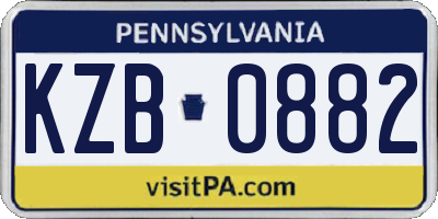 PA license plate KZB0882