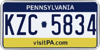 PA license plate KZC5834