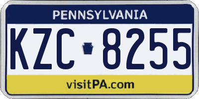 PA license plate KZC8255